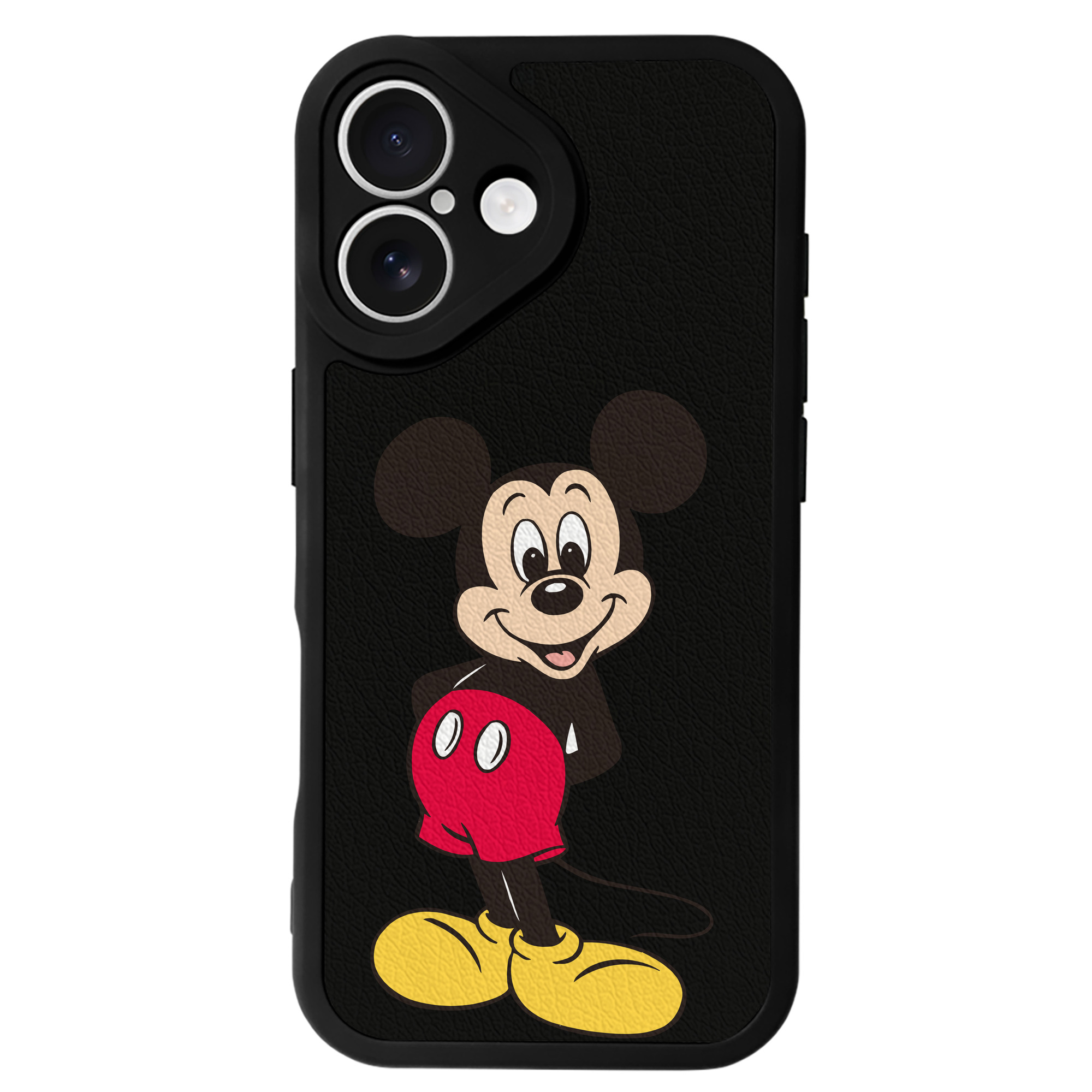 （画像用） ミッキーマウス Mickey Mouse 【iPhone 16シリーズ対応】シリコンスマホケース（レザー調） 材質：シリコン